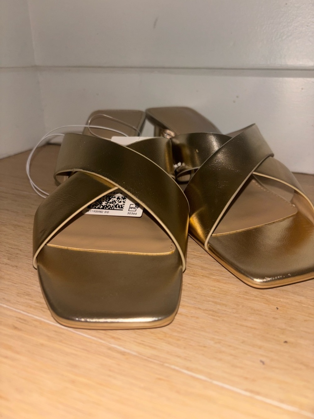 H&M Metallic Gold Crisscross Slide Sandals